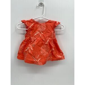 child of mine by carter's 3-6 mo orange tank pineapple print ruffle sleeves